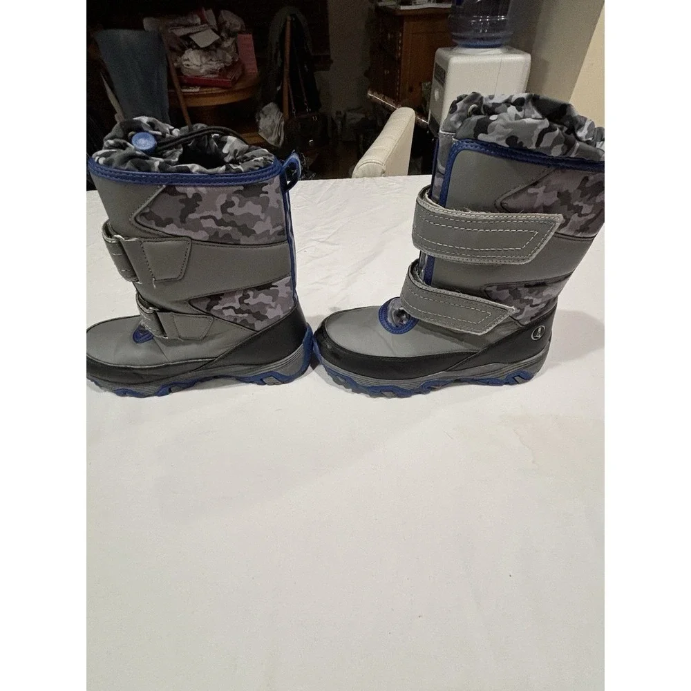 Lands End Snow Flurry Insulated Winter Boots Gray Fleece Lined Unisex Size 3